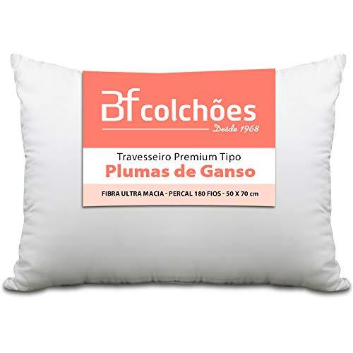 Travesseiro Premium de Fibra conforto extra tipo Pluma Pena de Ganso Ecológica 50x70cm BF Colchões