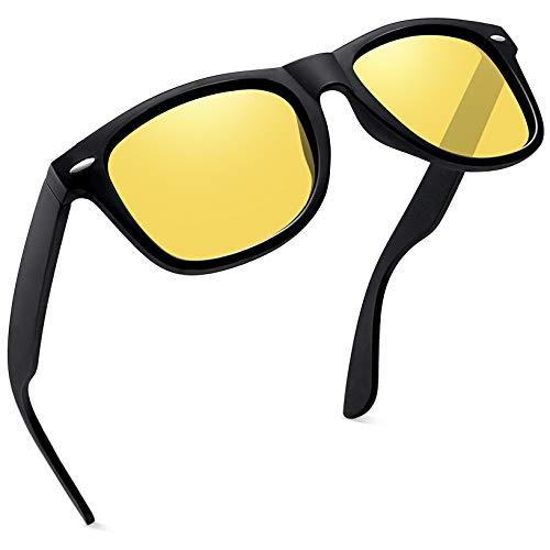 Joopin Noite Óculos de condução para Mhomens, Óculos de Visão Noturna Quadrada Anti Brilho UV400 (Amarelo Preto Fosco)