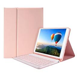 Miaoqian Capa de teclado BT destacável com slot de caneta elástica compatível com iPad Pro11 2018/2020 / iPad air4 2020 rosa
