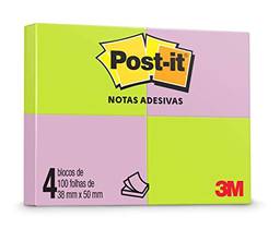 Blocos de Notas Adesivas Post-it Neon 2 cores - 4 Blocos de 38 mm x 50 mm - 100 folhas cada