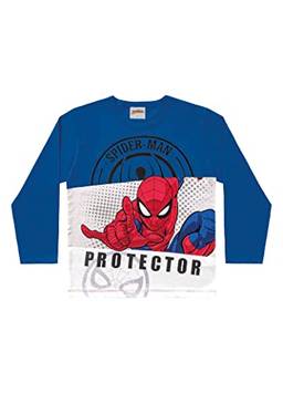 Camiseta Manga Longa em Meia Malha Spider-Man, Meninos, Fakini, Azul Escuro, 8