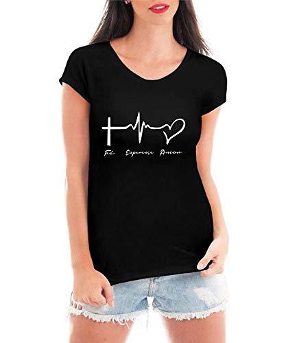 Camiseta Criativa Urbana Fé Esperança e Amor Gospel Evangélica Blusa Feminina Preta