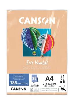 CANSON Iris Vivaldi, Papel Colorido A4 em Pacote de 25 Folhas Soltas, Gramatura 185 g/m², Cor Casca de Ovo (83)