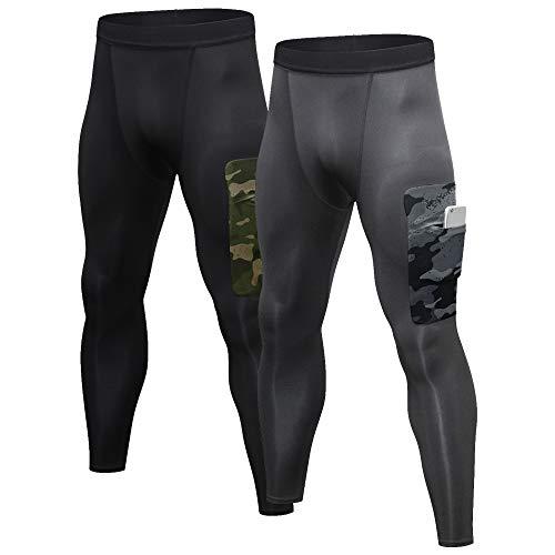 Andoer 2 pack calça de compressão masculina de secagem rápida esportes fitness treino corrida jogging Baselayer leggings collants