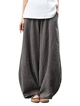 Staright Calças largas femininas pernas largas com bolsos calças largas para meditação