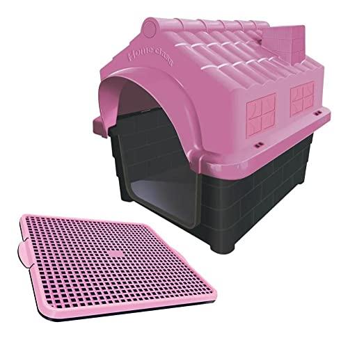 Casa Plástico Cachorro N5 Porte Grande + Sanitário De Brinde Cor:rosa