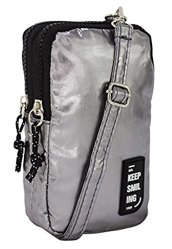 Shoulder Bag Bolsa Transversal Pequena Lenna's B051 Prata Metalizado