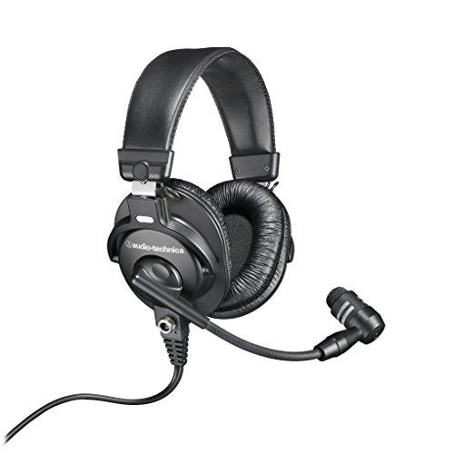 Audio-Technica BPHS1 Fone de ouvido estéreo de transmissão com microfone cardioide dinâmico, preto, ajustável