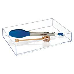 iDesign Organizador de gaveta de plástico Clarity, recipiente de armazenamento para penteadeira, banheiro, gavetas de cozinha, 20 x 30 x 5 cm, transparente