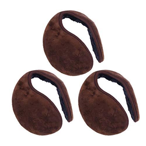 Protetores de ouvido Lioobo 3 peças espessos para uso ao ar livre ultra macios de pelúcia para orelhas de inverno portátil por trás da cabeça (café)