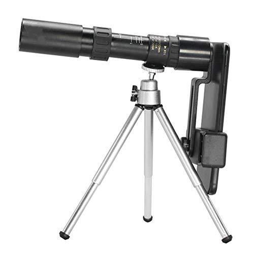 Fdrirect Telescópios monoculares com tripé, 4K 10-300X25mm Super Telephoto Zoom Telescópio monocular para viagens na praia para observação de pássaros/caça/acampamento/viagens/caminhadas