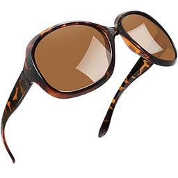 Óculos de Sol Feminino Polarizados Joopin Armação Grande óculos Escuros para Mulheres Vintage Senhoras Tons (Leopardo Marrom)