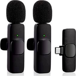 Microfone de lapela sem fio para USB C Android/iPhone iPad, microfone de lapela dupla para gravação de vídeo de telefone Vlog de transmissão ao vivo YouTube TikTok (NENHUM aplicativo/Bluetooth necessário) (for TYPE-C)