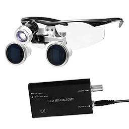 KKcare Lupa portátil 3,5 x 420 mm lupas binoculares fone de ouvido de vidro óptico lupas + farol de led de 3 w
