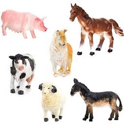 NUOBESTY 6 Peças Realistas de Miniaturas de Animais de Fazenda Brinquedos Miniaturas de Brinquedos de Fazenda de Plástico Bonecos de Bolo para Aprender Brinquedos Educativos