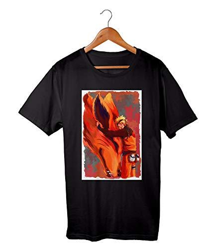 Camiseta Algodão Adulto Unissex Naruto Serie Anime Raposa (M, PRETO)