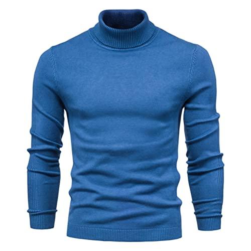 Suéteres masculino trico Suéteres Suéter Masculino Inverno Cor Sólida Quente Suéter Gola Alta Elástico Malh