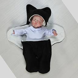 Saco de Dormir Bebê Dorminhoco Cobertor Saída Maternidade (Preto)