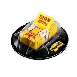Post-it Bandeiras, Sign Here, 200/Dispensador de aderência de mesa de alto volume, 2,54 cm de largura, amarelo (680-HVSH)