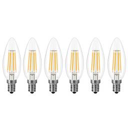 Lâmpada LED 4W E14 Lâmpadas LED Branco Quente 2700K Estilo Vintage Lâmpada LED 40W Equivalente, 6 Pacotes