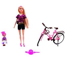 Boneca Meggie Ciclista com Baby e Acessórios, Pica Pau Brinquedos, Multicor, PI3867