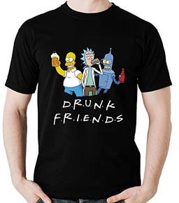 Camiseta Geek Drunk Friends Homer Rick Bender Parodia