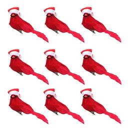 ARTIBETTER 10 Peças de Cardeais Vermelhos Ornamentos de Pássaros Decoração de Natal Cardeal Pássaro Vermelho Central Enfeite de Natal Diy