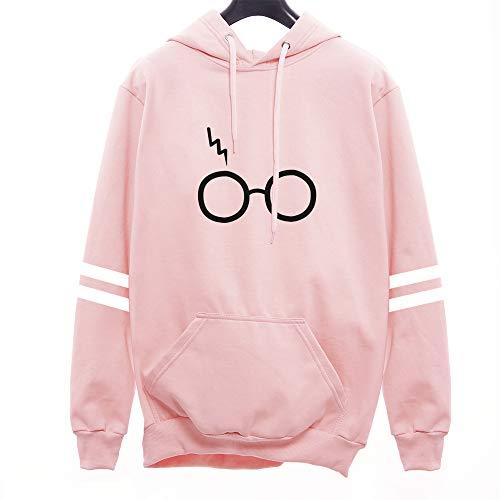 Blusa Moletom Unissex Canguru Óculos Harry Potter C/Listras (GG, ROSA)