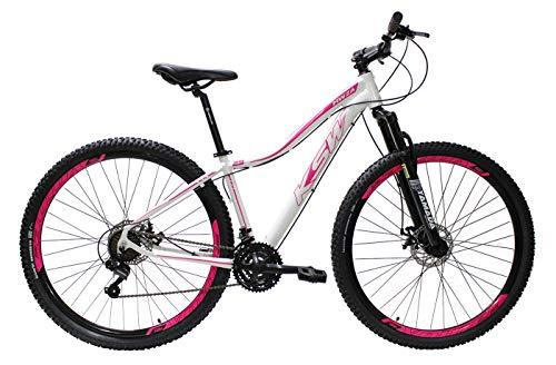 Bicicleta Ksw Aro 29 Feminina Alumínio 21Marchas Freio a Disco (Branco/Rosa, 17)
