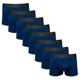 Kit Com 8 Cuecas Boxer Cotton Confort Masculina Part.B (Azul, M)