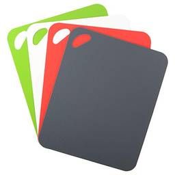 Dexas Conjunto de quatro tábuas de corte flexíveis Grippmat resistentes, 29,2 x 35,5 cm, cinza, vermelho, branco e verde