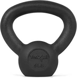 Yes4All Kettlebell de ferro fundido sólido – Ótimo para treino de corpo inteiro e treinamento de força – Kettlebell 2,2 kg (preto)