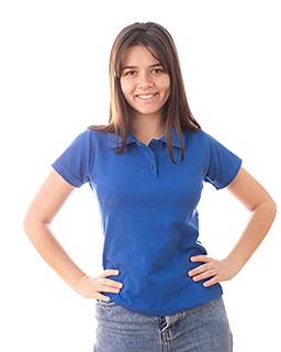 Camisa Gola Polo Feminina (P, Azul Royal)