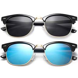 KANASTAL Óculos de Sol Polarizados Semi Aro Para Mulheres e Homens, Óculos de Sol Classic Retro ter Proteção UV400, Óculos Sunglass Leve de Adequado Viagem e Dirigindo
