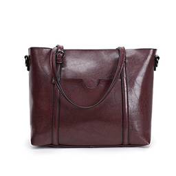 Bolsa bolsa de ombro feminina grande bolsa de viagem retrô lacada (Vermelho escuro)