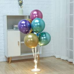 Kit de suporte de balão com 2 peças, suporte de balão de mesa com copos de balão para aniversário, casamento, aniversário, decoração de festa de chá de bebê (luz LED branca quente (sem balão))