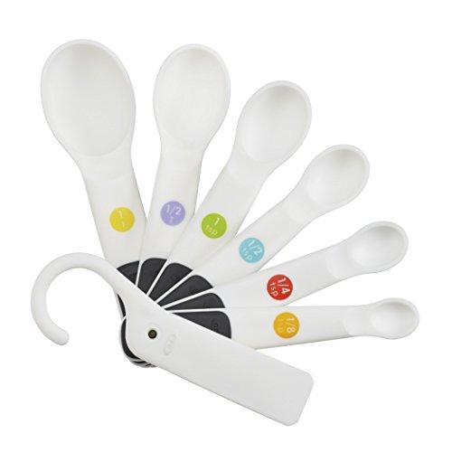 Colheres de medição OXO Good Grips de plástico com raspador - 6 peças, branco