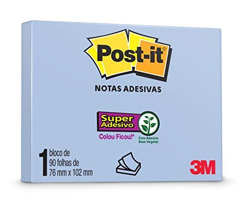 Bloco de Notas Super Adesivas Post-It Reciclado Azul 76 x 102 mm - 90 folhas