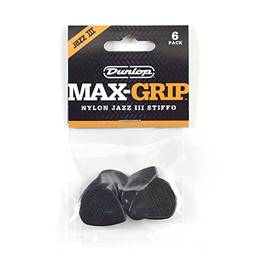 Dunlop 471P3S Max-Grip® Jazz III, preto"Stiffo", pacote com 6 jogadores