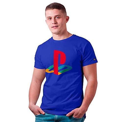 Camiseta Casual, Sony Playstation, Azul, P, Adulto Unissex