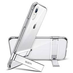 ESR Capa de metal para iPhone XR, suporte vertical e horizontal, proteção contra quedas reforçada, TPU flexível e macio para iPhone XR, transparente