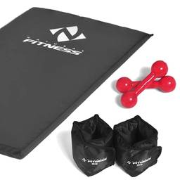 Kit colchonete + Halteres 3kg + Caneleiras 5 kg Academia Fitness Musculação