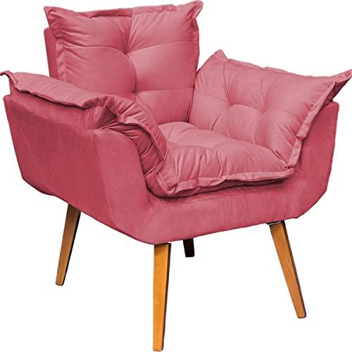 Poltrona Alice Decorativa Para Sala Cadeira Reforçada Para Recepção Sala De Espera Consultório Escritório Pé Castanho - Clique & Decore (Vermelho)