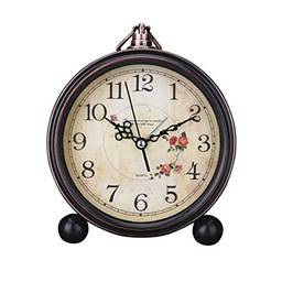 Despertador estilo vintage silencioso antigo retrô relógio de mesa decorativo silencioso sem tique-taque clássico retrô relógio despertador mesa (sem bateria)