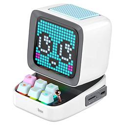 Divoom Ditoo-Plus retro pixel alto-falante Bluetooth portátil, despertador DIY placa de exibição LED Bluetooth alto-falante (Branco)
