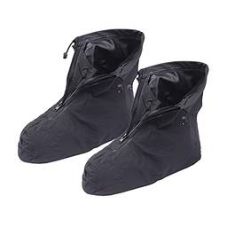 Staright Capas para sapatos impermeáveis ??Capas para botas de chuva com tira elástica e zíper reutilizáveis ??e antiderrapantes para tamanho adulto XL Preto