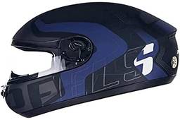 peels Capacete Fechado Moto Spike New Ghost Preto Fosco com Azul Escuro 58,