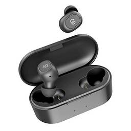 SoundPEATS Fones de Ouvido Bluetooth5.0, TrueFree+ Estéreo Microfones Duplos Embutidos PX4 à Prova d'água Mãos Livres Emparelhamento em uma Etapa 35 horas com Estojo de Carregamento