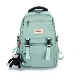 Mochila escolar casual mochila escolar para meninas meninos com alça mochila de nylon bolsa escolar bolsa de livro bolsa para laptop, Verde, No pendant