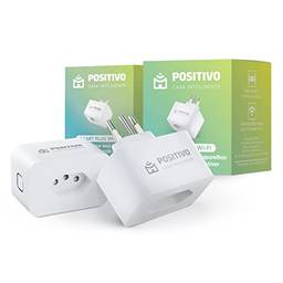 Kit Smart Plug Wi-Fi Positivo Casa Inteligente - Contém 2 Smart Plugues Wi-FI 10A/1000W, ligue e desligue seus eletrodomésticos usando o celular, Compatível com Alexa., Cor: branco